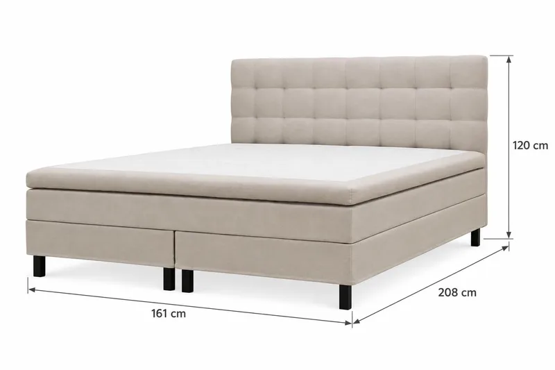 HVILA Classic Komplett Sängpaket 160x200 cm Kontinentalsäng med rutad sänggavel - Beige - Möbler - Säng - Komplett sängpaket