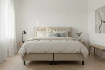 HVILA Classic Komplett Sängpaket 180x200 cm Kontinentalsäng med diamant sänggavel - Beige - Möbler - Säng - Komplett sängpaket