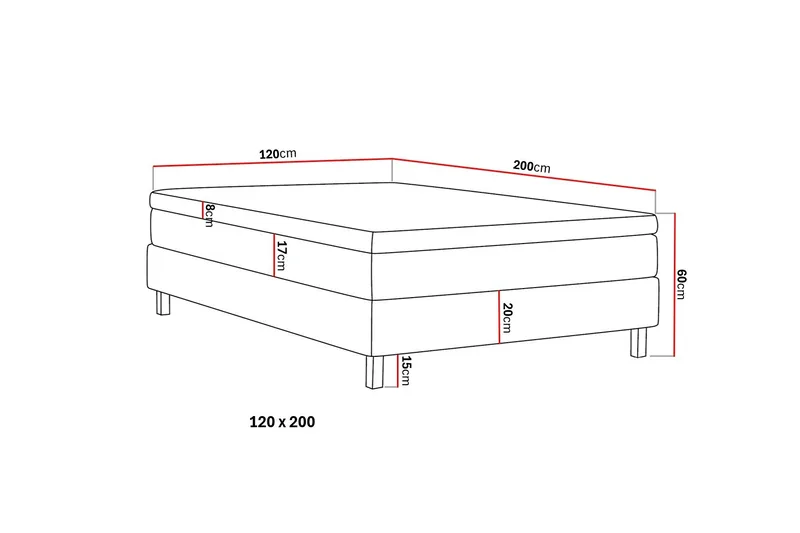 HVILA Classic Kontinentalsäng 120x200 cm - Grå - Möbler - Säng - Komplett sängpaket