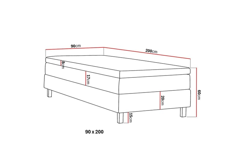 HVILA Classic Kontinentalsäng 90x200 cm - Grå - Möbler - Säng - Komplett sängpaket
