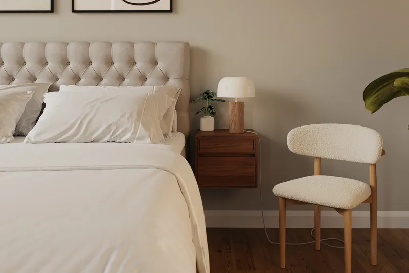 HVILA Lyx Komplett Sängpaket 180x200 cm Kontinentalsäng med knappad sänggavel - Beige - Möbler - Säng - Kontinentalsäng