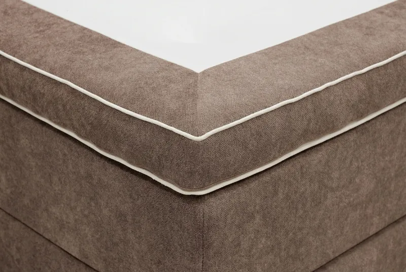 HVILA Lyx Komplett Sängpaket 180x200 cm Kontinentalsäng med knappad sänggavel i chenille - Mörkbrun - Möbler - Säng - Komplett sängpaket