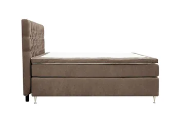 HVILA Lyx Komplett Sängpaket 180x200 cm Kontinentalsäng med knappad sänggavel i chenille - Mörkbrun - Möbler - Säng - Komplett sängpaket