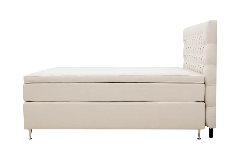 HVILA Lyx Komplett Sängpaket 180x200 cm Kontinentalsäng med knappad sänggavel - Ljusbeige - Möbler - Säng - Kontinentalsäng