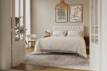 HVILA Lyx Komplett Sängpaket 180x200 cm Kontinentalsäng med knappad sänggavel - Ljusbeige - Möbler - Säng - Kontinentalsäng
