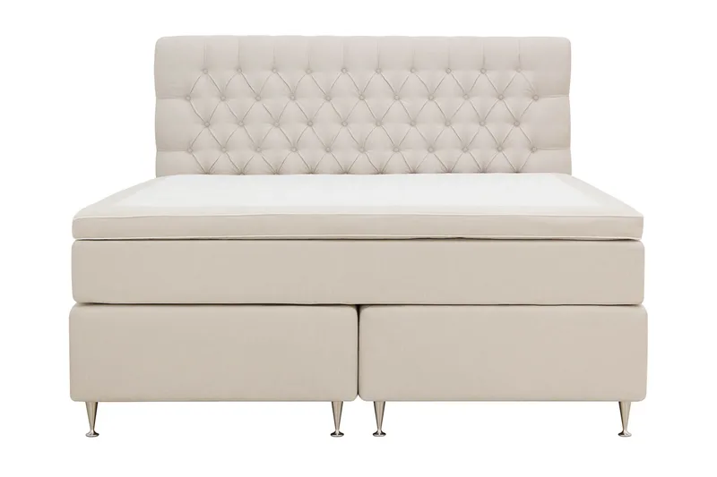 HVILA Lyx Komplett Sängpaket 180x200 cm Kontinentalsäng med knappad sänggavel, Ljusbeige