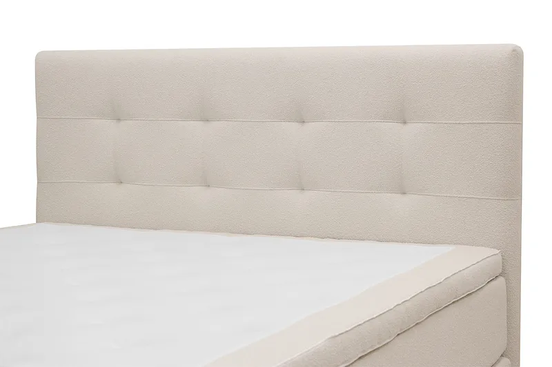 HVILA Premium Komplett Sängpaket 160x200 cm Kontinentalsäng med Sänggavel - Ljusbeige Bouclé - Möbler - Säng - Komplett sängpaket