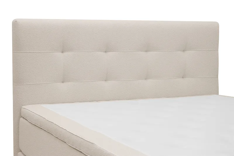 HVILA Premium Komplett Sängpaket 160x200 cm Kontinentalsäng med Sänggavel - Ljusbeige Bouclé - Möbler - Säng - Komplett sängpaket