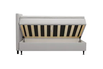 HVILA Plus Komplett Sängpaket – Kontinentalsäng 90x200 cm i Tyg med Förvaring, Sänggavel + Bäddmadrass med Fasthetsgrad Mediumfast - Grå - Möbler - Säng - Komplett sängpaket