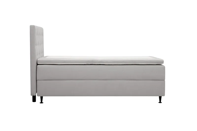 HVILA Plus Komplett Sängpaket – Kontinentalsäng 90x200 cm i Tyg med Förvaring, Sänggavel + Bäddmadrass med Fasthetsgrad Mediumfast - Grå - Möbler - Säng - Komplett sängpaket