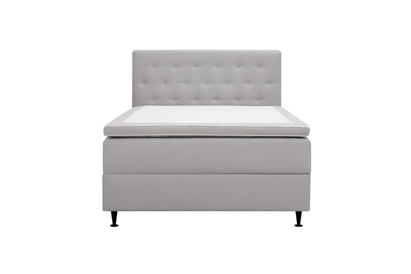 HVILA Plus Komplett Sängpaket – Kontinentalsäng 120x200 cm i Tyg med Förvaring, Sänggavel + Bäddmadrass med Fasthetsgrad Mediumfast, Grå