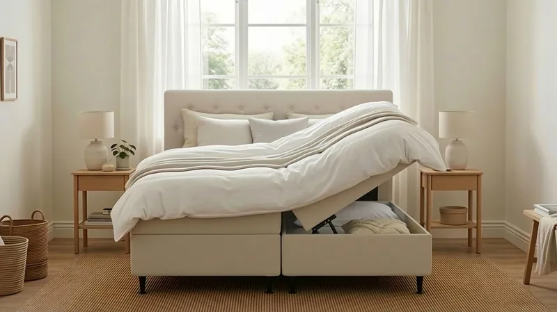 HVILA Plus Komplett Sängpaket med Förvaring 160x200 cm - Ljusbeige - Möbler - Säng - Komplett sängpaket