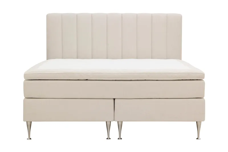 HVILA Plus Komplett Sängpaket med Sänggavel – Kontinentalsäng 180x200 cm i Tyg med Fasthetsgrad Medium - Ljusbeige - Möbler - Säng - Komplett sängpaket