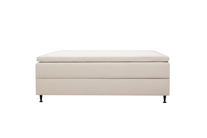HVILA Plus Kontinentalsäng 160x200 cm i Tyg med Förvaring + Bäddmadrass med Fasthetsgrad Mediumfast - Ljusbeige - Möbler - Säng - Komplett sängpaket
