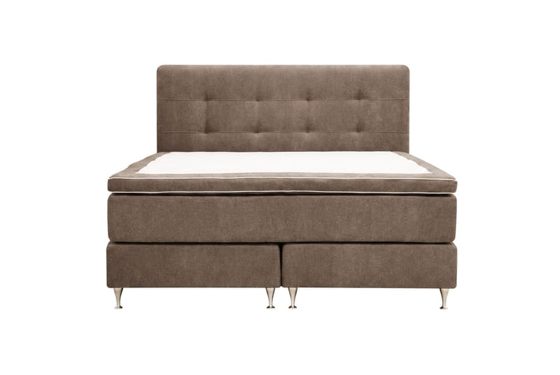 HVILA Premium Komplett Sängpaket 180x200 cm Kontinentalsäng med Sänggavel, Brun Tyg