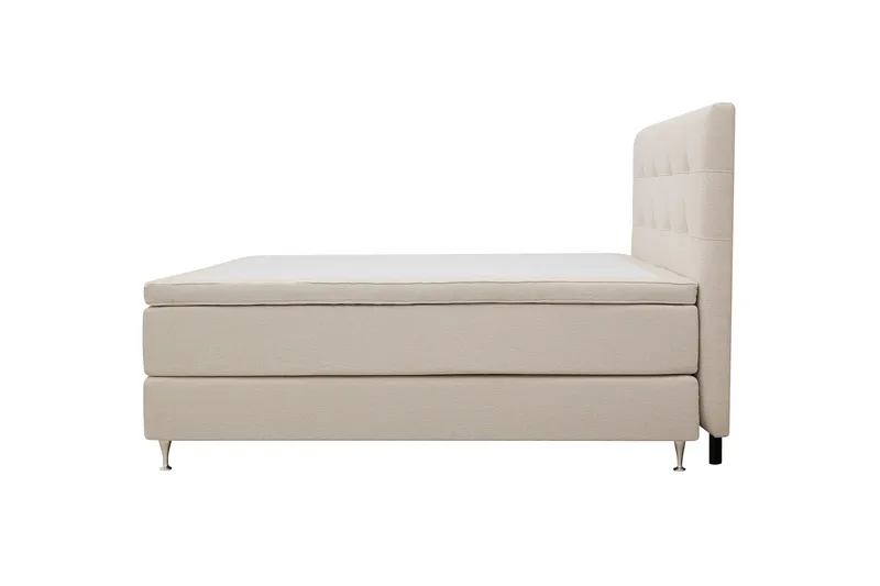 HVILA Premium Komplett Sängpaket 160x200 cm Kontinentalsäng med Sänggavel - Ljusbeige Bouclé - Möbler - Säng - Komplett sängpaket