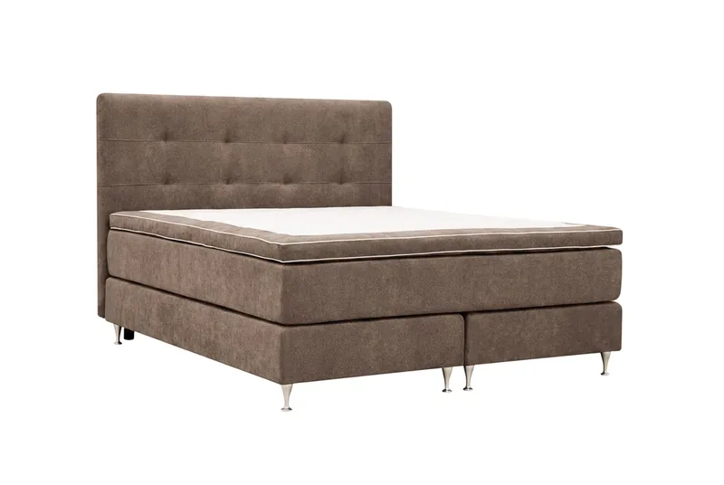 HVILA Premium Komplett Sängpaket 180x200 cm Kontinentalsäng med Sänggavel - Brun Tyg - Möbler - Säng - Kontinentalsäng