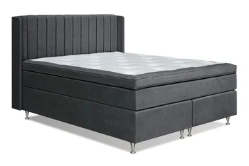 Joluma Komplett Sängpaket – Kontinentalsäng 160x200 cm i Tyg med Sänggavel + Bäddmadrass med Fasthetsgrad Fast/Medium - Mörkgrå - Möbler - Säng - Komplett sängpaket