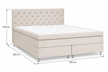 Joluma Komplett Sängpaket – Kontinentalsäng 180x200 cm i Tyg med Sänggavel + Bäddmadrass med Fasthetsgrad Fast - Ljusbeige - Möbler - Säng - Kontinentalsäng