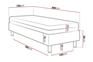 Adeliza Kontinentalsäng 120x200 cm+Panel 40 cm - Vit - Möbler - Säng - Sängram & sängstomme