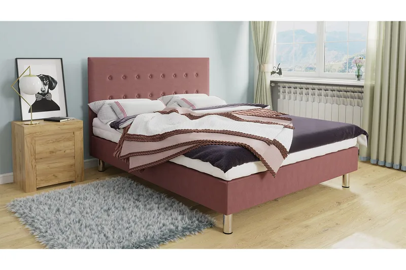 Lux Kontinentalsäng 160x204 cm  Rosa  Rosa - Rosa - Möbler - Säng - Kontinentalsäng