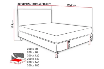 Lux Kontinentalsäng 80x204 cm - Rosa - Möbler - Säng - Kontinentalsäng