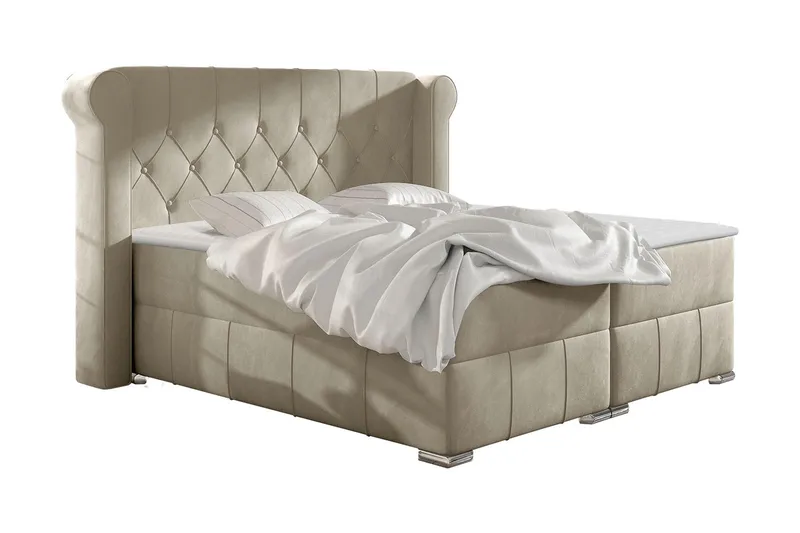 Lyckorna Kontinentalsäng 180x200 cm LED-belysning, Beige