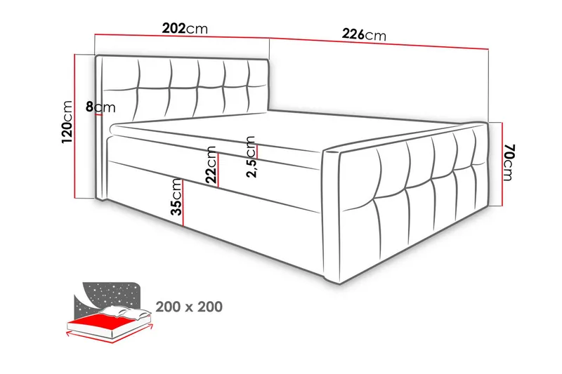Norrbacksjö Kontinentalsäng 200x200 cm - Grå - Möbler - Säng - Kontinentalsäng