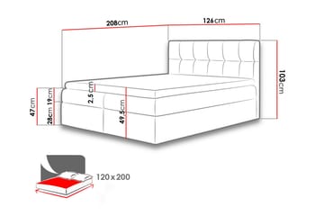 Rico Kontinentalsäng 120x208cm LED-belysning - Vit - Möbler - Säng - Kontinentalsäng