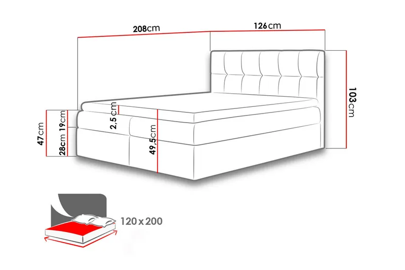 Kramvik Kontinentalsäng 120x200 - Grå - Möbler - Säng - Kontinentalsäng