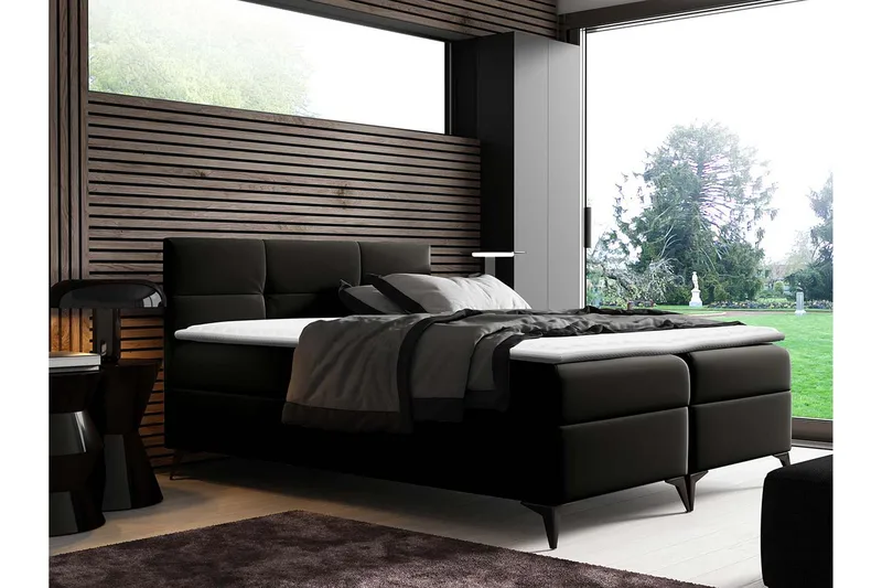 Leckersbo Komplett Sängpaket Kontinentalsäng med förvaring 180x200 cm - Svart - Möbler - Säng - Komplett sängpaket