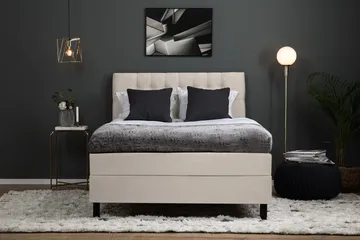 Lucky Komplett Sängpaket 120x200 Polyeter Diamant Sänggavel - Beige - Möbler - Säng - Komplett sängpaket