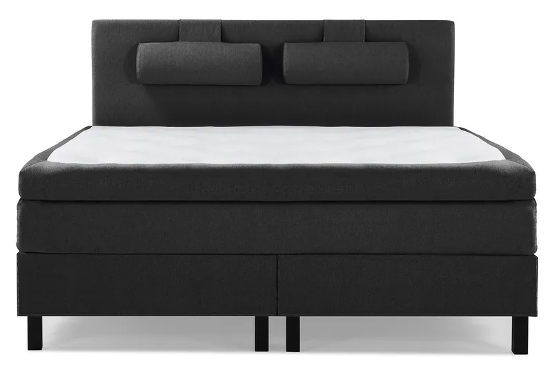 Lucky Komplett Sängpaket 180x200 Memory Slät Sänggavel, Nackkudde Stor Svart/Grå