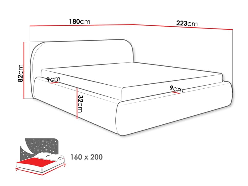 Lunna Sängram med förvaring 160x200 cm - beige - Möbler - Säng - Sängram & sängstomme