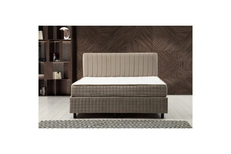 Madrass, Botten & Sänggavel för Enkel Säng Sudamal Set Brun - 120 x 114 x 200 cm - Möbler - Säng - Komplett sängpaket