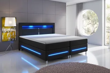 Modena Lyx Sängpaket 160x200 LED-belysning - Svart - Möbler - Säng - Kontinentalsäng