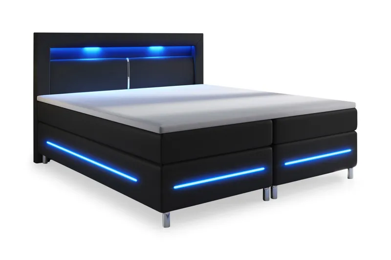 Modena Lyx Sängpaket 160x200 LED-belysning, Svart