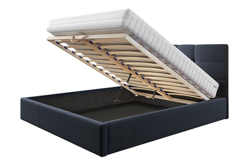 Nieres Komplett Sängpaket 140x200 cm i Tyg med Förvaring och Sänggavel + Bäddmadrass - Grå - Möbler - Säng - Sängram & sängstomme