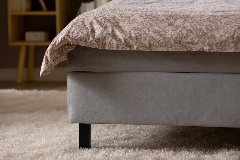 Princess Komplett Sängpaket – Kontinentalsäng 120x200 cm i Tyg med Sänggavel + Bäddmadrass med Fasthetsgrad Medium - Grå - Möbler - Säng - Enkelsäng