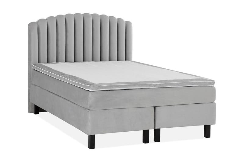 Princess Komplett Sängpaket – Kontinentalsäng 120x200 cm i Tyg med Sänggavel + Bäddmadrass med Fasthetsgrad Medium - Grå - Möbler - Säng - Enkelsäng