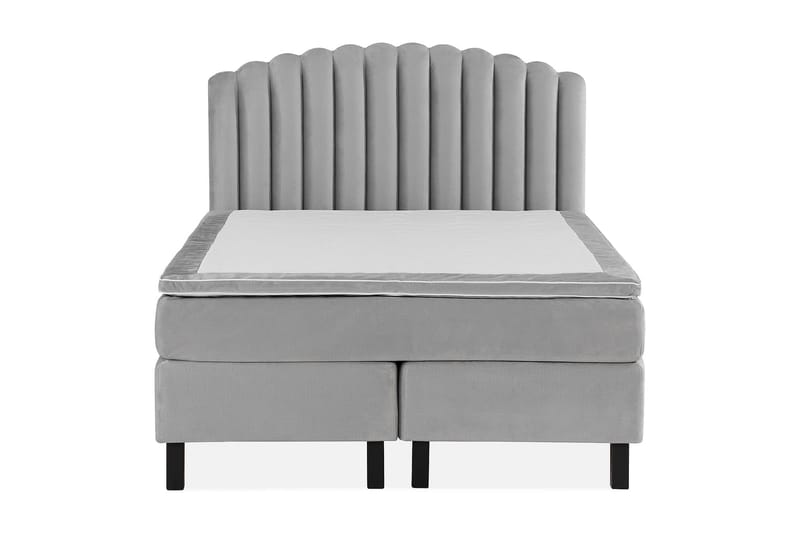 Princess Komplett Sängpaket – Kontinentalsäng 120x200 cm i Tyg med Sänggavel + Bäddmadrass med Fasthetsgrad Medium, Grå