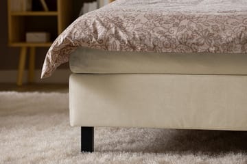 Princess Komplett Sängpaket – Kontinentalsäng 160x200 cm i Tyg med Sänggavel + Bäddmadrass med Fasthetsgrad Medium - Beige - Möbler - Säng - Komplett sängpaket