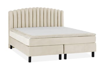 Princess Komplett Sängpaket – Kontinentalsäng 160x200 cm i Tyg med Sänggavel + Bäddmadrass med Fasthetsgrad Medium - Beige - Möbler - Säng - Komplett sängpaket