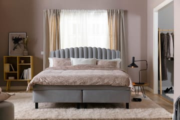 Princess Komplett Sängpaket – Kontinentalsäng 180x200 cm i Tyg med Sänggavel + Bäddmadrass med Fasthetsgrad Medium - Grå - Möbler - Säng - Komplett sängpaket