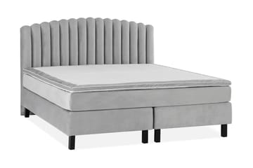 Princess Komplett Sängpaket – Kontinentalsäng 180x200 cm i Tyg med Sänggavel + Bäddmadrass med Fasthetsgrad Medium - Grå - Möbler - Säng - Komplett sängpaket