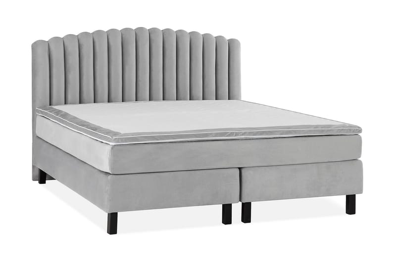 Princess Komplett Sängpaket – Kontinentalsäng 180x200 cm i Tyg med Sänggavel + Bäddmadrass med Fasthetsgrad Medium - Grå - Möbler - Säng - Komplett sängpaket