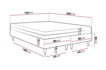 Adeliza Ramsäng 160x200 cm - Sammet/Rosa/Trä/Metall - Möbler - Säng - Ramsäng