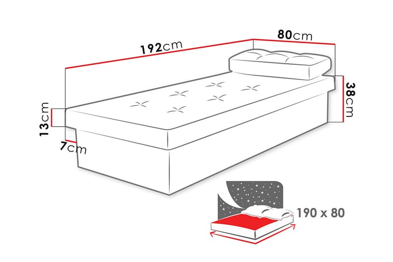 Berta Ramsäng 190x80x38 cm - Mörkt trä - Möbler - Säng - Komplett sängpaket