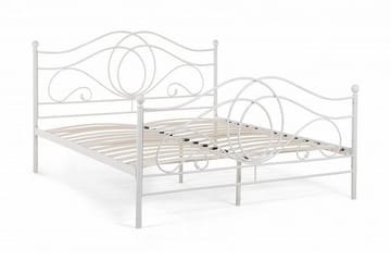 Lyra Dubbelsäng 160x200 cm i Metall med Sänggavel - Vit - Möbler - Säng - Sängram & sängstomme