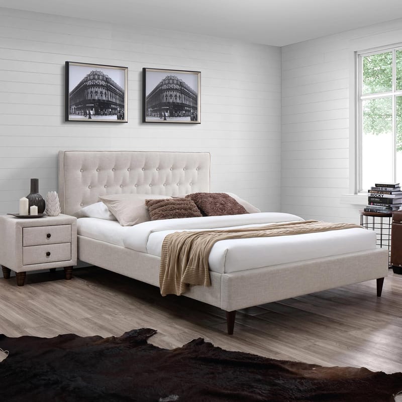 Säng Emilia 160x200 cm med madrass Harmony Duo Season, Beige